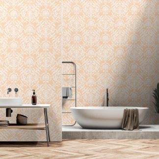 Perzik Puff Damask Kleur Afpel- en Stick Verwijder Behang