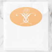 Perzik Retro wit bloeiend Roos Ovale Sticker (Tas)