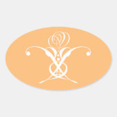 Perzik Retro wit bloeiend Roos Ovale Sticker (Voorkant)