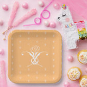 Perzik Retro wit bloeiend Roos Papieren Bordje (Feest)