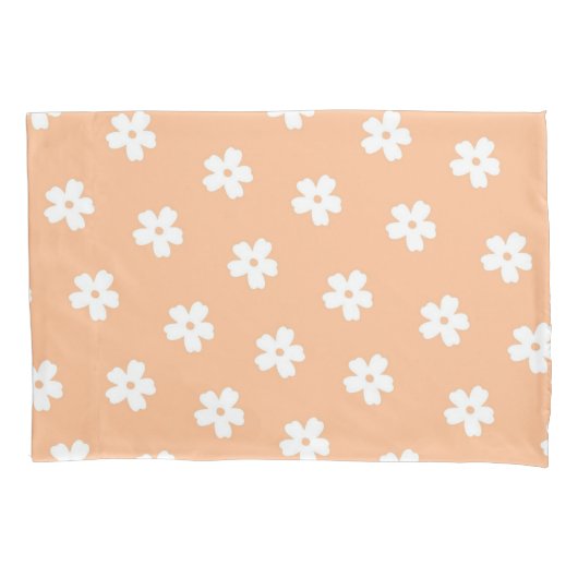 Perzik Retro Y2K Speelse Pastelbloem Patroon Kussensloop (Voorkant)