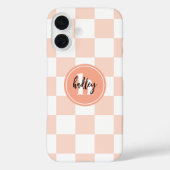 Perzik retrocheck monogram Case-Mate iPhone case (Achterkant)