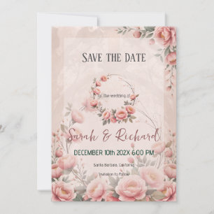 Perzik Romantische Bloemengeheime Tuin Save the Da Date