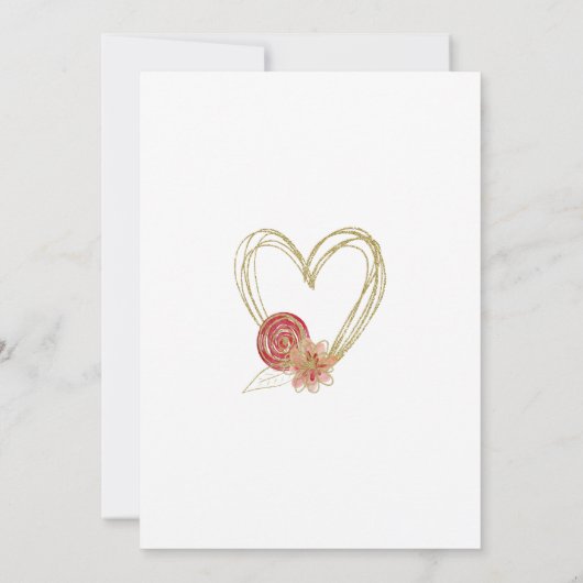 Perzik Rood Gouden Bloemenkrans Trouw Uitnodiging (Achterkant)