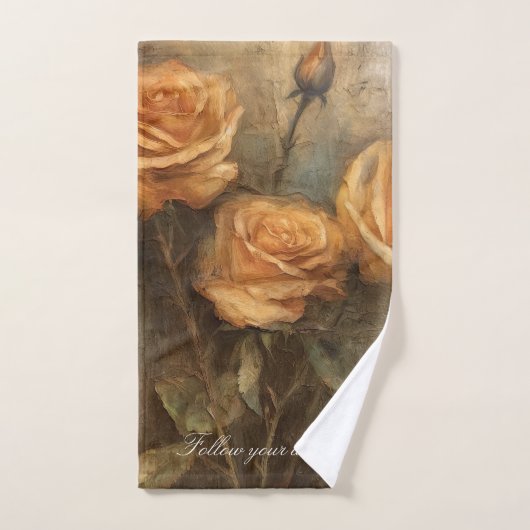 Perzik Roos Bloemen Romantisch Handdoek (Handdoek)