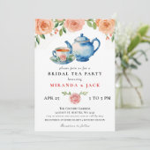 Perzik Roos Chic Bloemen Bruids Party Wedding Kaart (Staand voorkant)