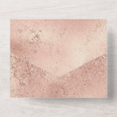 Perzik Roos Gouden Glitzy Glitter Luxe Wit All In One Uitnodiging (Achterkant)
