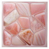 Perzik Roos kwarts Abstracte cellulaire kunst Tegeltje (Voorkant)