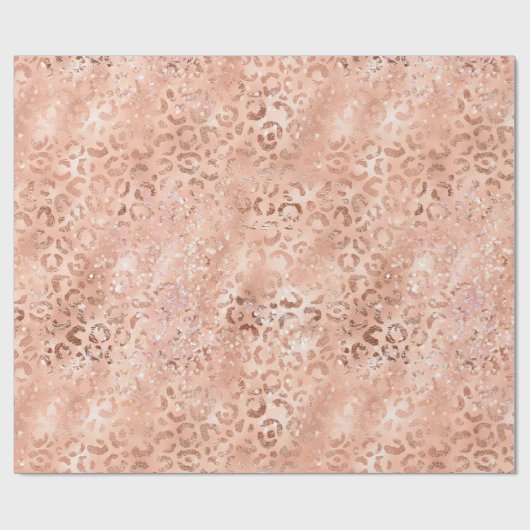 Perzik Roos Leopard Glitz Cadeaupapier (Vlak)