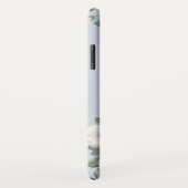 Perzik Roos Stoffig Blauw Bloemen Monogram Case-Mate iPhone Case (Achterkant/rechts)