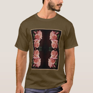 Perzik Roos Trio Abstract Bloemen Vintage T-shirt