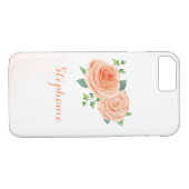 Perzik Roos  Waterverf Case-Mate iPhone Case (Achterkant (Horizontaal))