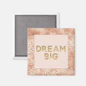 Perzik Roos Witte Luipaard Print Gold Dream Magneet (Voorkant / Achterkant)