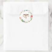 Perzik Roze Bloem Caduceus Goud RN Afgestudeerd Ronde Sticker (Tas)