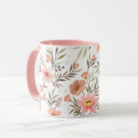 Perzik Roze Bloemige Botanische Mok