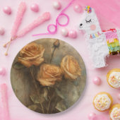 Perzik Roze Bloemige Bruidsdouche Papieren Bordje (Feest)