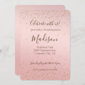 Perzik Roze Blush Goud Glitters Confetti Glans Kaart (Voorkant / Achterkant)