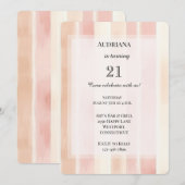  perzik roze crème strepen verjaardag kaart (Voorkant / Achterkant)