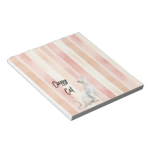  Perzik Roze Crème Stripes Cat Notitieblok