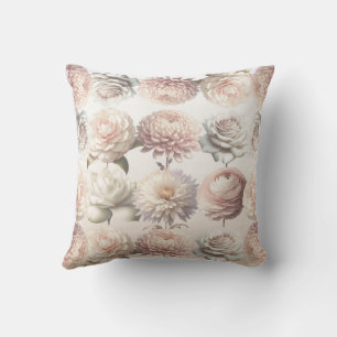 Perzik Roze Crème Witte Bloemen Bloemig Kussen
