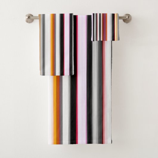 Perzik, roze en grijze Abstracte strepen Bad Handdoek (Insitu)
