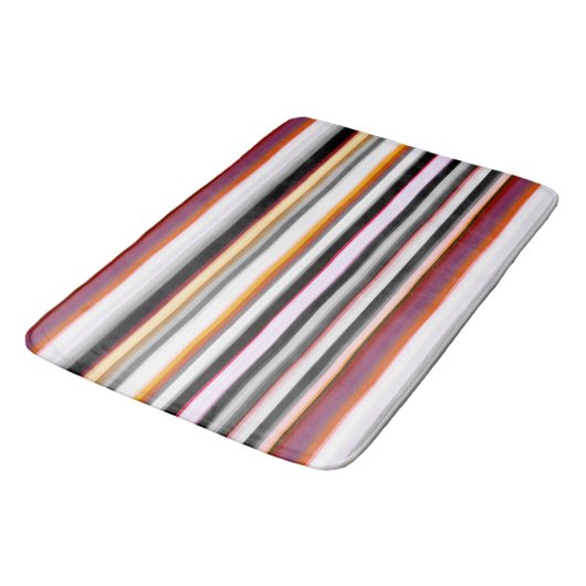 Perzik, roze en grijze Abstracte strepen Badmat (Gekanteld)