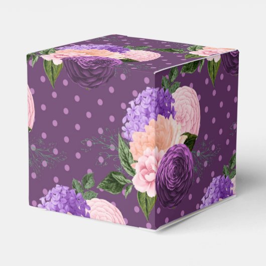 Perzik Roze en Lila Paarse Bloem Bedankdoosjes (Achterkant)