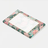 Perzik Roze Groene Hand getrokken Bloempatroon Post-it® Notes (Schuin)