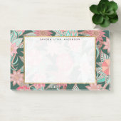 Perzik Roze Groene Hand getrokken Bloempatroon Post-it® Notes (Kantoor)