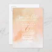 Perzik roze koraal waterverf ombre save the date aankondigingskaart (Voorkant / Achterkant)