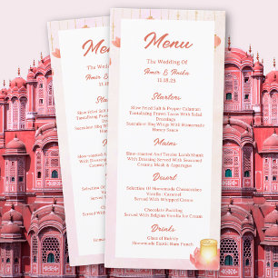 Perzik Roze Lotus Lantaarns India Menu Bruiloft