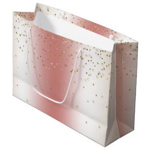 Perzik Roze Ombre Goud Bokeh Glitter Kerstmis Groot Cadeauzakje