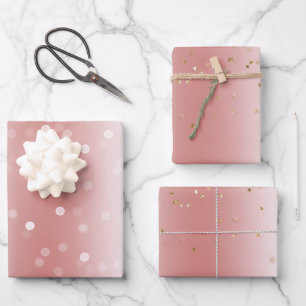 Perzik Roze Ombre Gouden Glitter Confetti Kerstmis Inpakpapier Vel