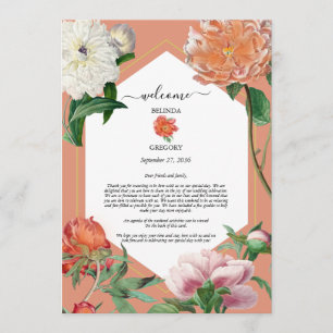 Perzik Roze Pioenen Bloemen Bruiloft Route Programma