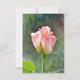 Perzik Roze Roos Knop Kunst Plat Notitiekaart