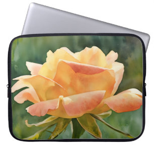 Perzik Roze Roos Kunst Bloem Laptop Hoes Bescherme
