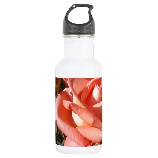 Perzik Roze Roos Waterfles (Voorkant)