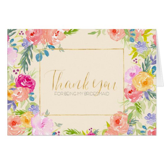  Perzik Roze Waterverf Bloemen bruidsmeisje (Voorkant Horizontaal)