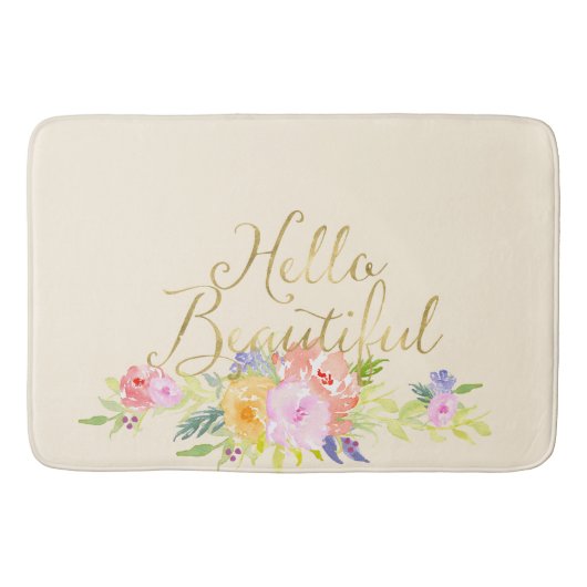  perzik roze Waterverf bloemig Badmat (Voorkant)