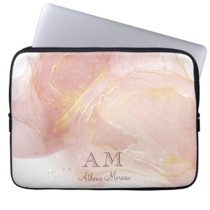 Perzik Roze Waterverf Ink  Laptop Sleeve