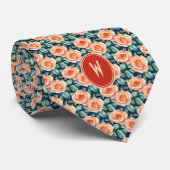 Perzik Rozen Bloemen Stropdas (Opgerold)