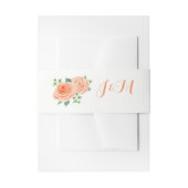 Perzik Rozen bruiloft uitnodiging buik banden Uitnodigingen Wikkel (Voorkant Voorbeeld)