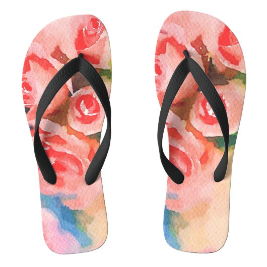 Perzik Rozen Waterverf Dames Flip Flops (Voetbed)