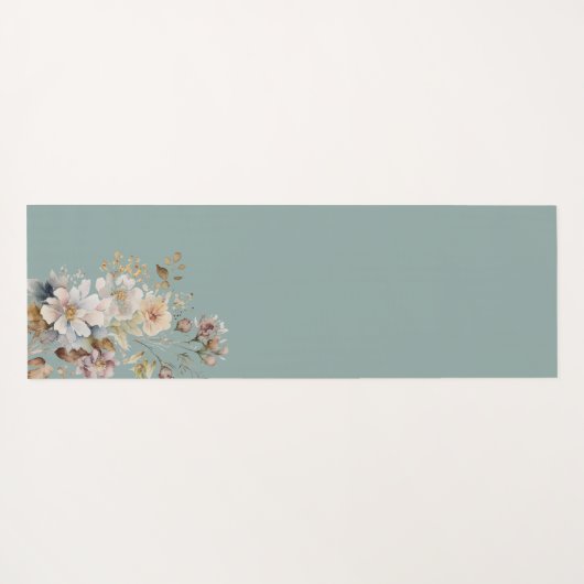 Perzik Sage Groene Boho Waterverf Bloemen Yogamat (Achterkant (horizontaal))
