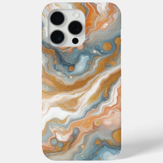 Perzik Sinaasappel Blauwgroen Blauw Goud Marmeren Case-Mate iPhone Case (Achterkant)