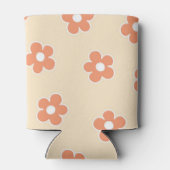 Perzik Sinaasappel Bloemen Retro Bloemen Sleeve vo Blikjeskoeler (Achterkant)