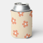 Perzik Sinaasappel Bloemen Retro Bloemen Sleeve vo Blikjeskoeler (Blikje Achterkant)