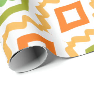 Perzik Sinaasappel en groen Cadeaupapier