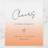 Perzik Sinaasappel Fuzz Elegant Bruiloft Party Fav Wijn Etiket (Enkel label)