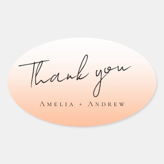 Perzik Sinaasappel Fuzz Elegant Modern Dank u Brui Ovale Sticker (Voorkant)